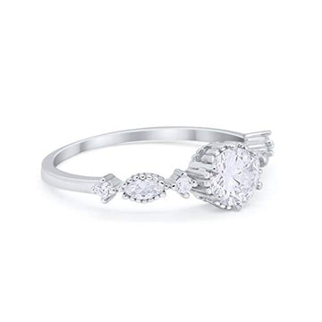 Petite Dainty Wedding Ring Simulated Cubic Zirconia 925 Sterling Silver